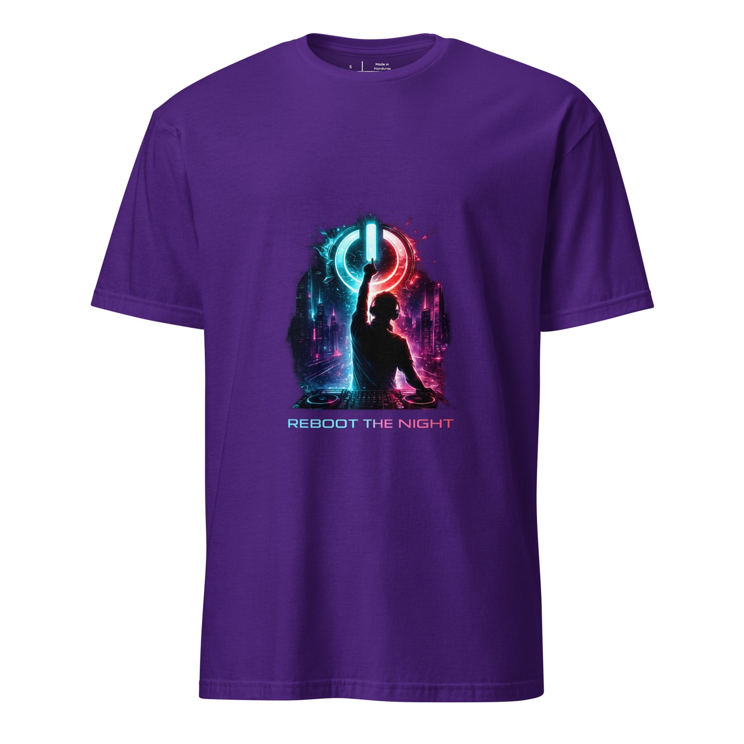 Reboot The Night – Cyber Club - Short-Sleeve Unisex T-Shirt -- Graphic Tee - Purple - Front