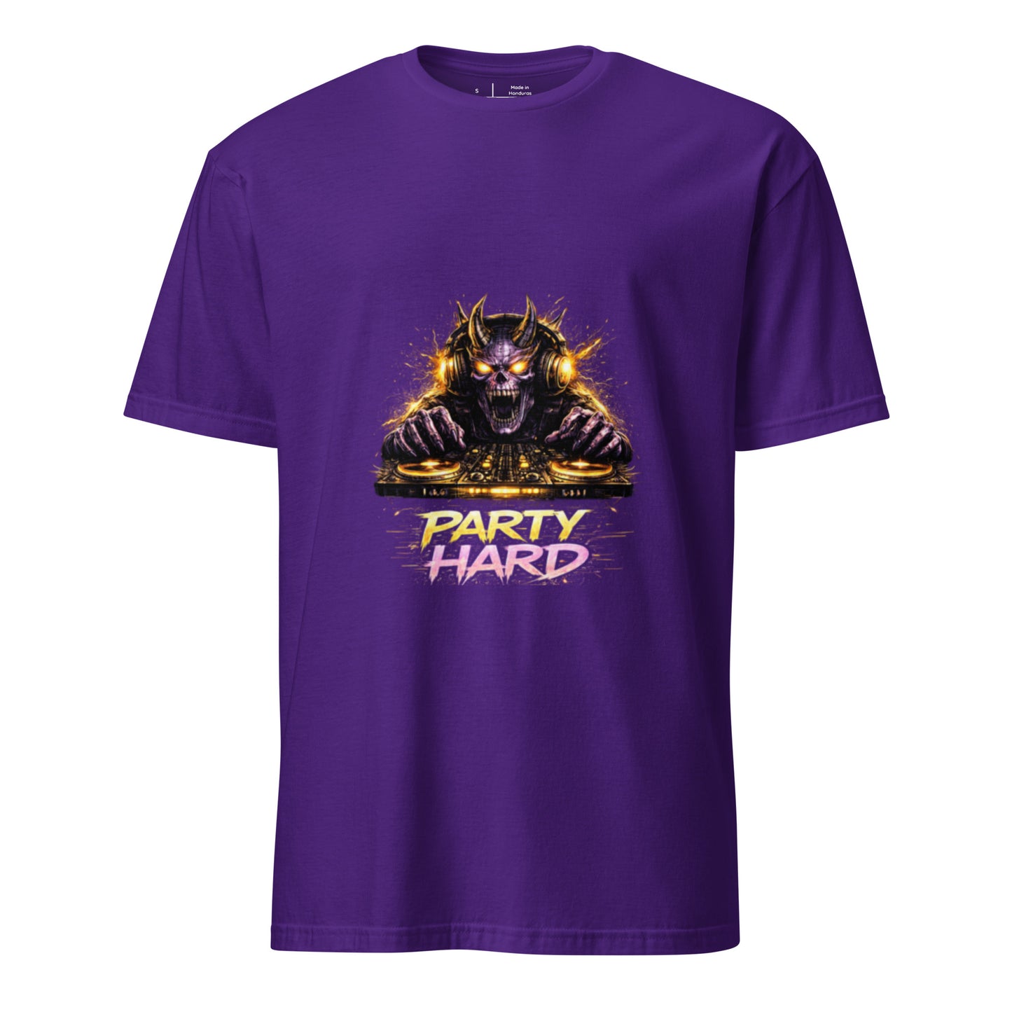 Party Hard – Demon Rave Festival  - Short-Sleeve Unisex T-Shirt Graphic Tee - Purple -  Front  
