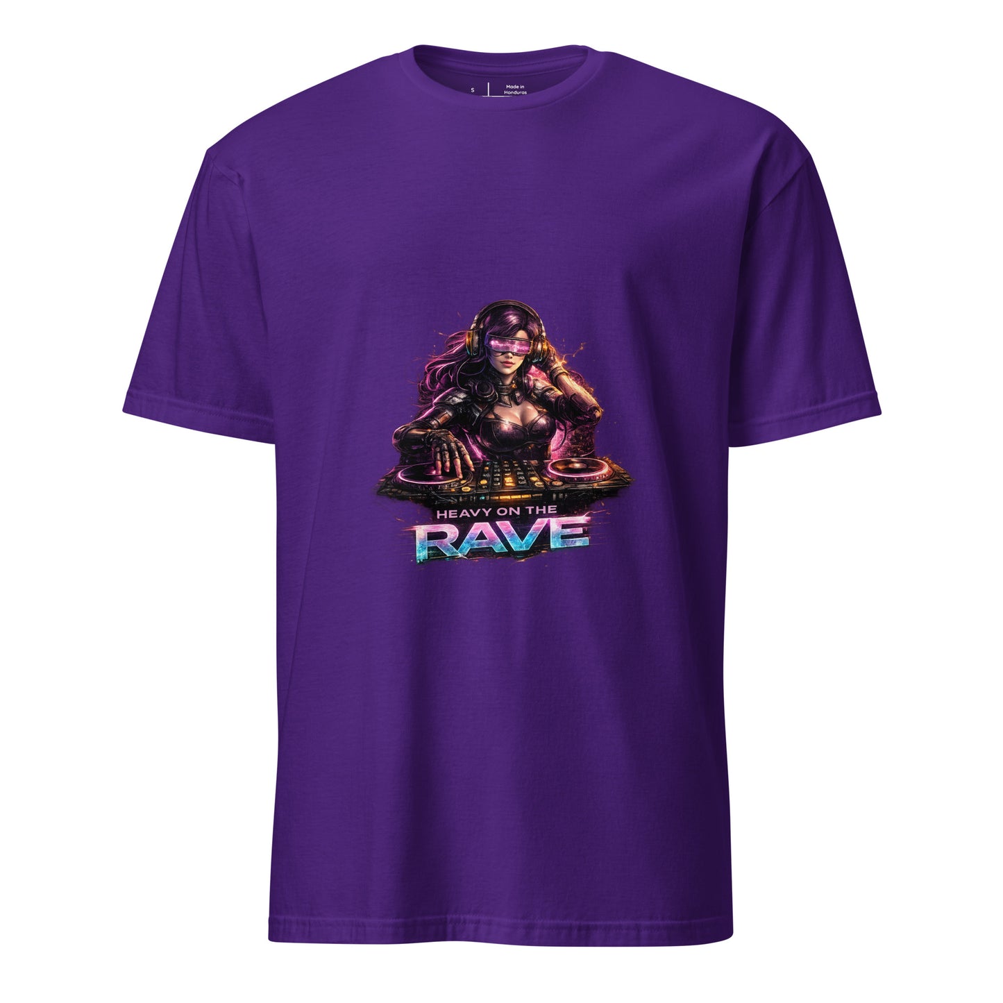 Heavy On The Rave – Cyber DJ Festival - Short-Sleeve Unisex T-Shirt - Graphic Tee - Purple - Front