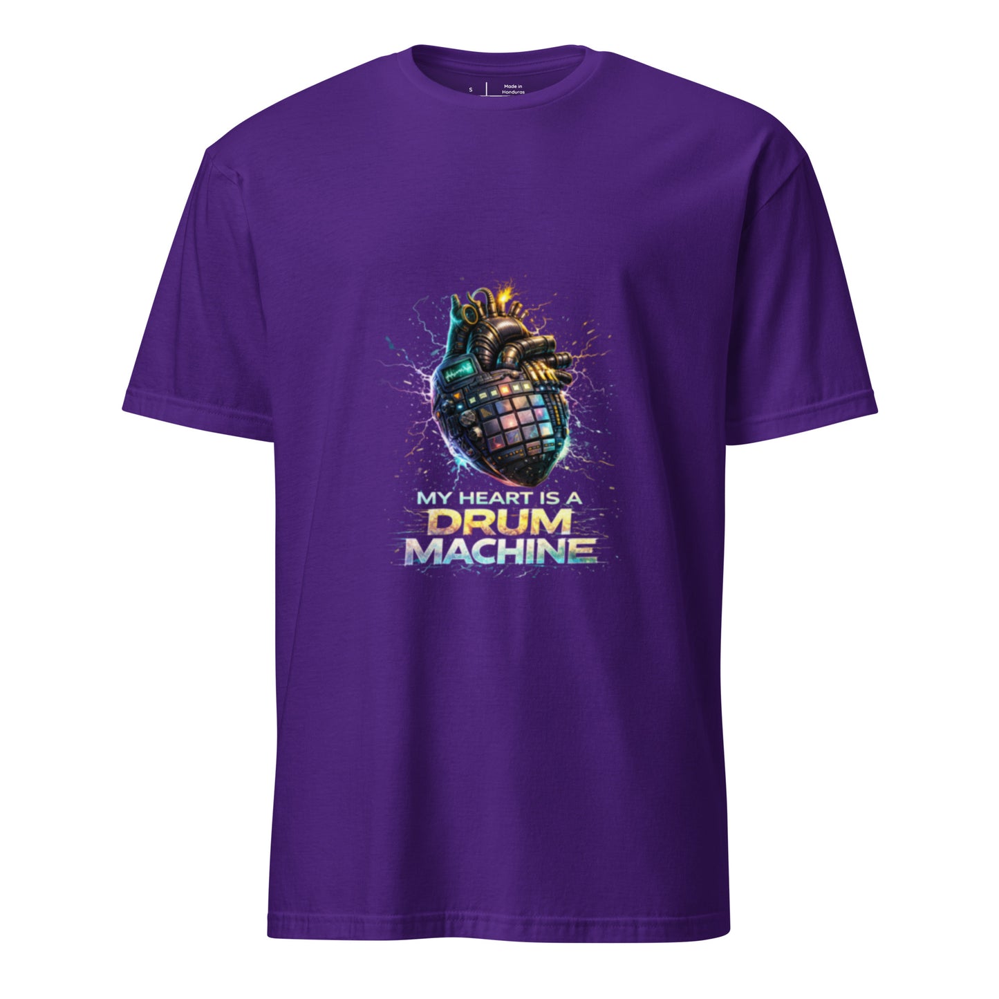 My Heart Is A Drum Machine – Cyber Rave - Short-Sleeve Unisex T-Shirt - Graphic Tee - Purple - Front