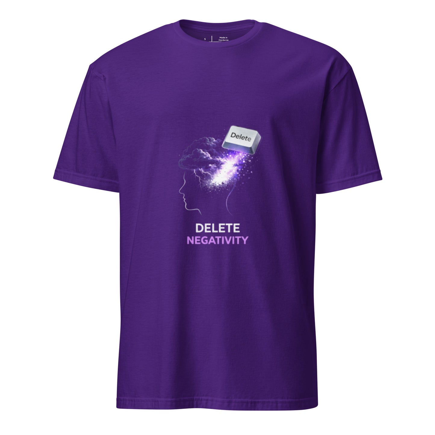 Delete Negativity – Positive Mindset - Short-Sleeve Unisex T-Shirt - Graphic Tee - Purple - Front