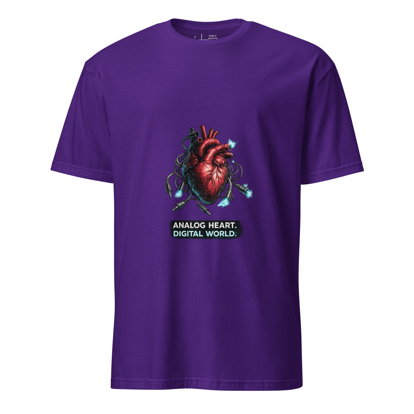 Analog Heart. Digital World. – Cyber Philosophy - Short-Sleeve Unisex T-Shirt - Graphic Tee - Purple - Front