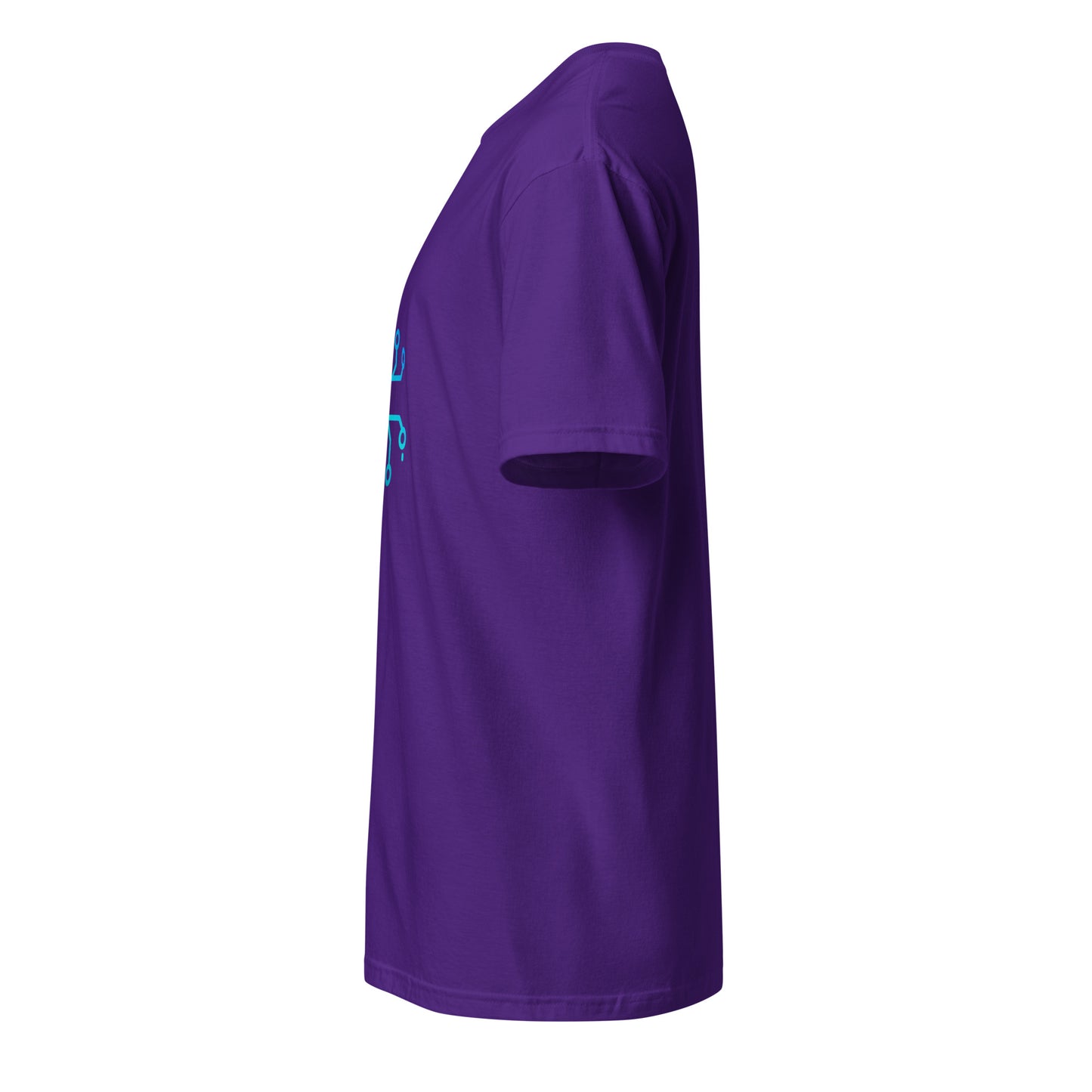 “Neural Bloom” – Circuit Flower - Short-Sleeve Unisex T-Shirt - Graphic Tee - Purple - Left side