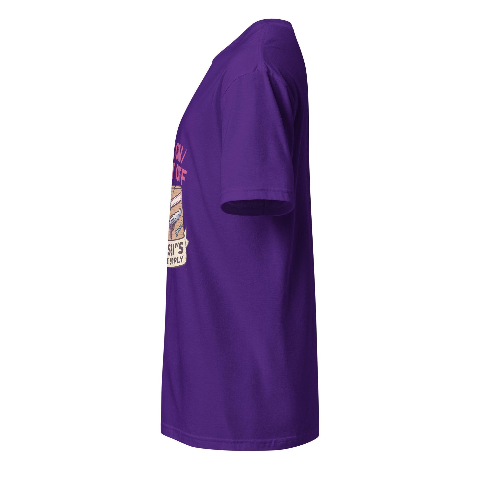 Wax On/Blast Off – Retro Karate Space - Short-Sleeve Unisex T-Shirt - Graphic Tee - Purple - Left side