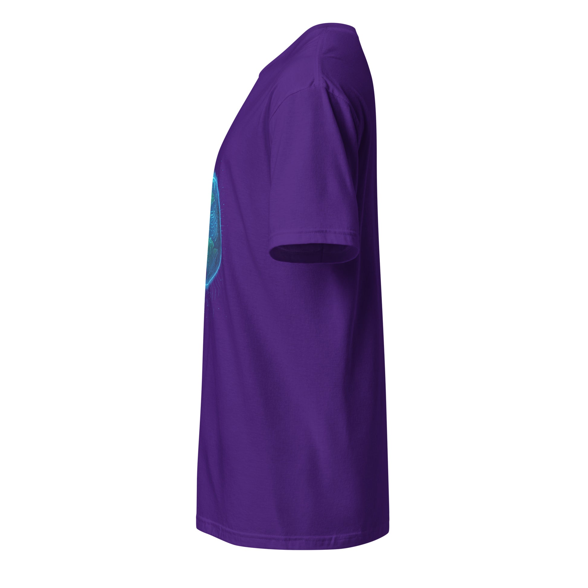 Cosmic Circuitry - Futuristic Cyberpunk - Short-Sleeve Unisex T-Shirt - Graphic Tee - Purple - Left side