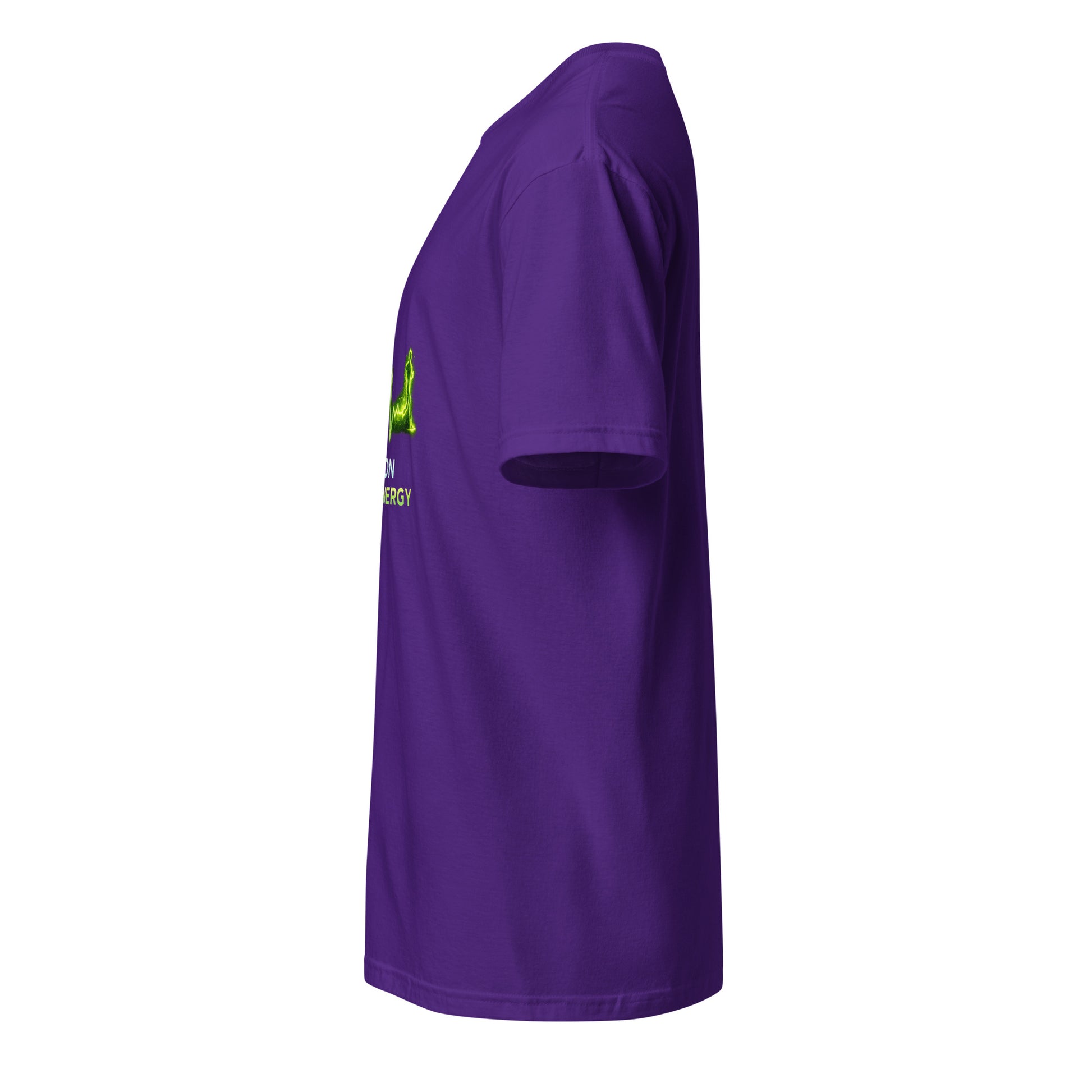 Run On Human Energy – Motivational Fitness - Short-Sleeve Unisex T-Shirt - Graphic Tee - Purple - Left side