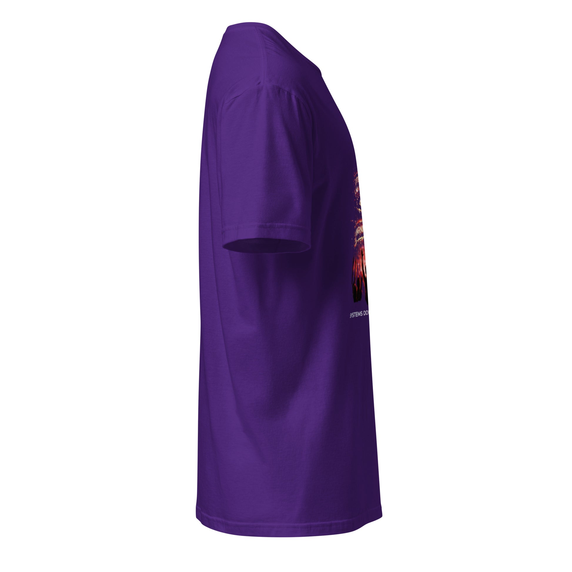 Systems Down. Hands Up. – Festival - Short-Sleeve Unisex T-Shirt - Graphic Tee - Purple - Right side