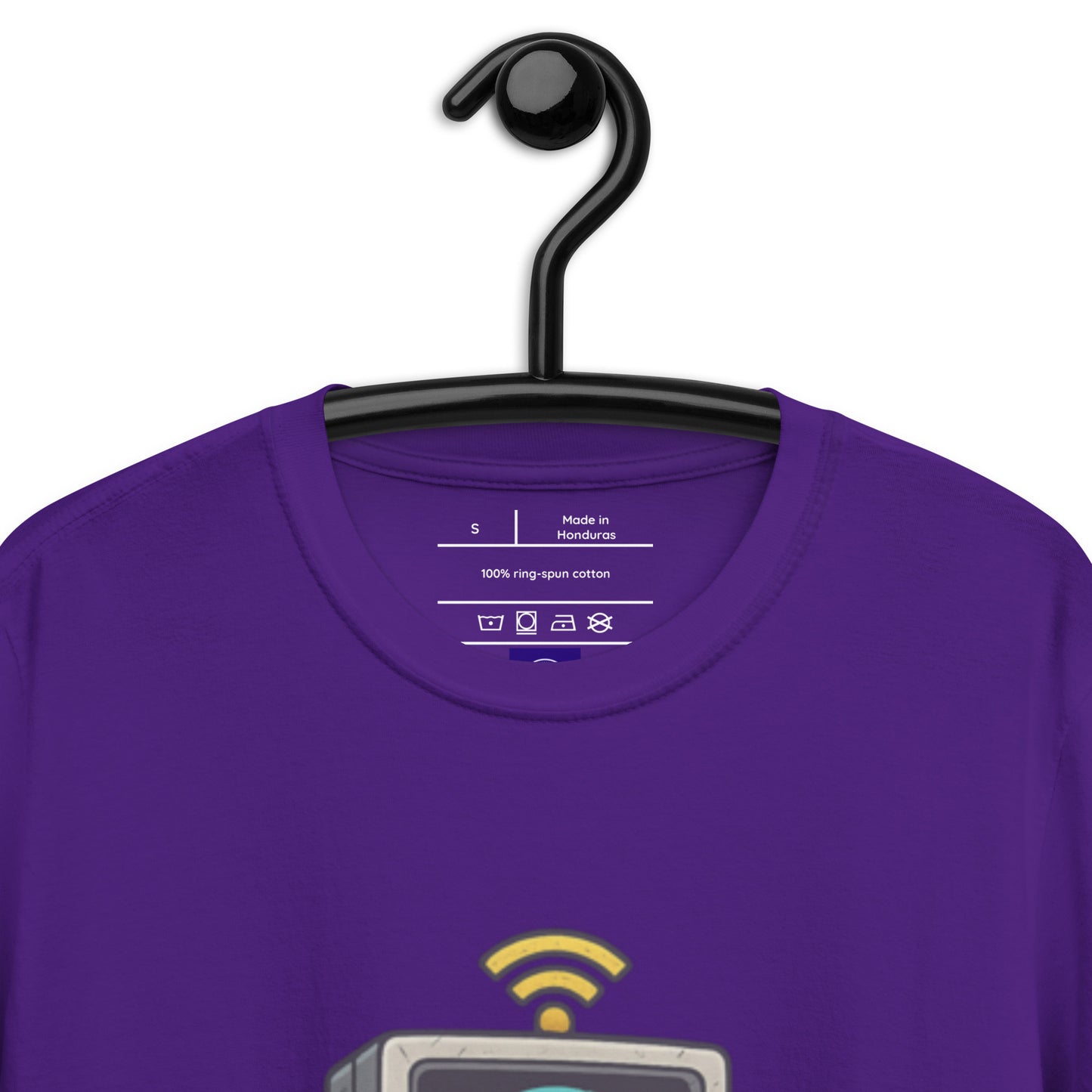 Digital Destroyer - Skeleton Bandwidth Battle - Short-Sleeve Unisex T-Shirt - Graphic Tee - Purple - Front Neckline