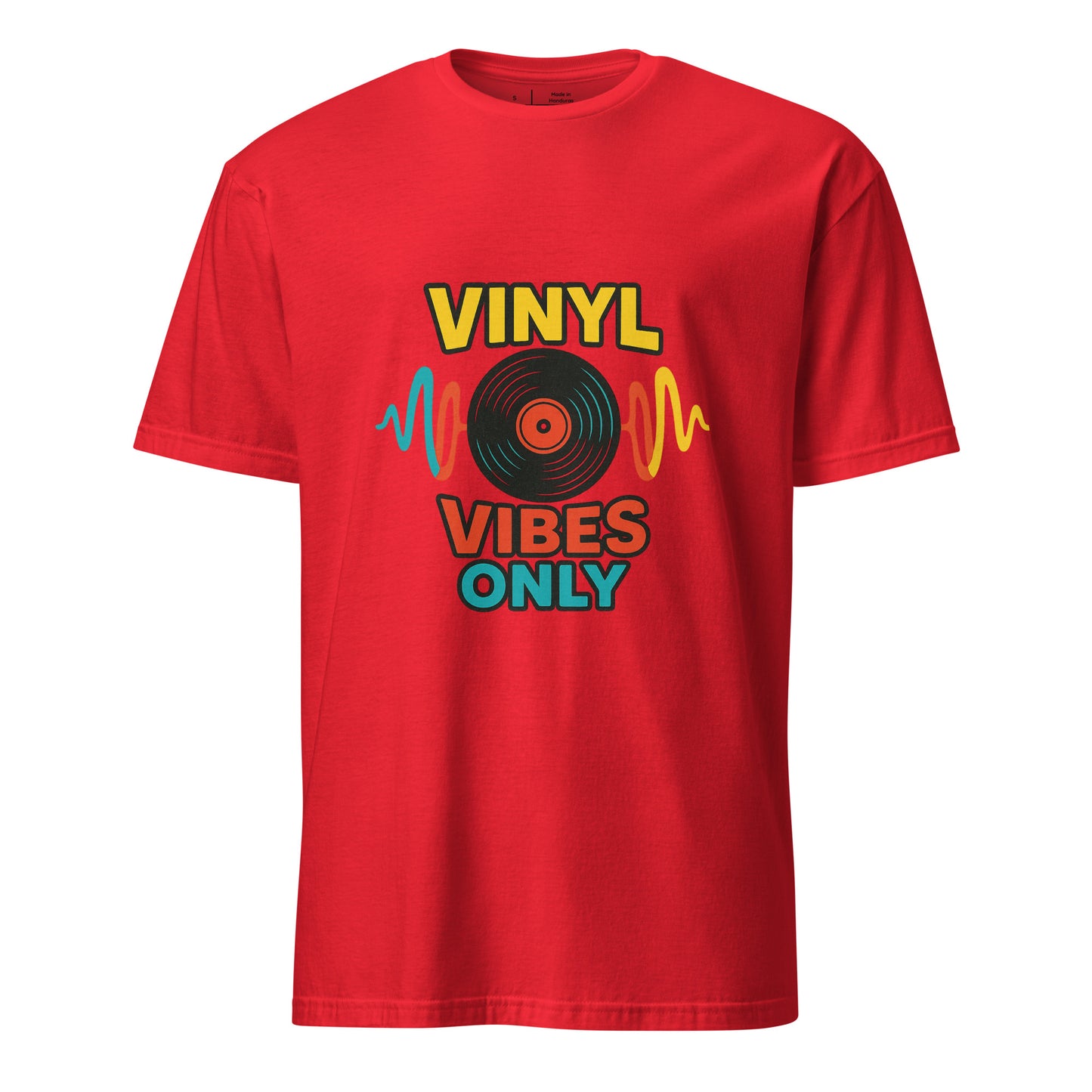 Vinyl Vibes Only - Retro Music Lover - Short-Sleeve Unisex T-Shirt - Graphic Tee - Red - Front