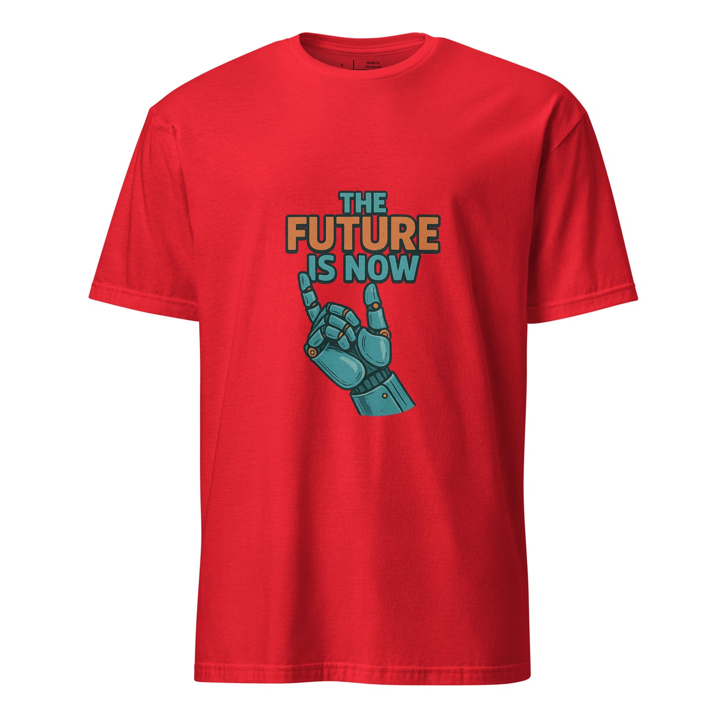 The Future Is Now - Futuristic Neon Tech - Short-Sleeve Unisex T-Shirt - Graphic Tee - Red - Front