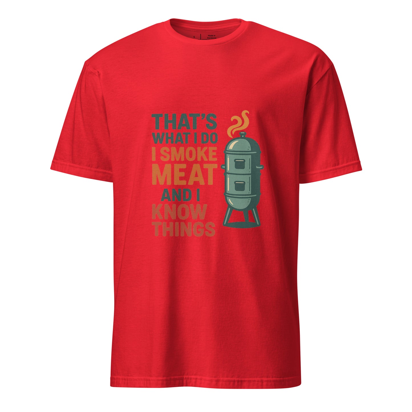 I Smoke Meat - BBQ Wisdom - Short-Sleeve Unisex T-Shirt - Graphic Tee - Red - Front