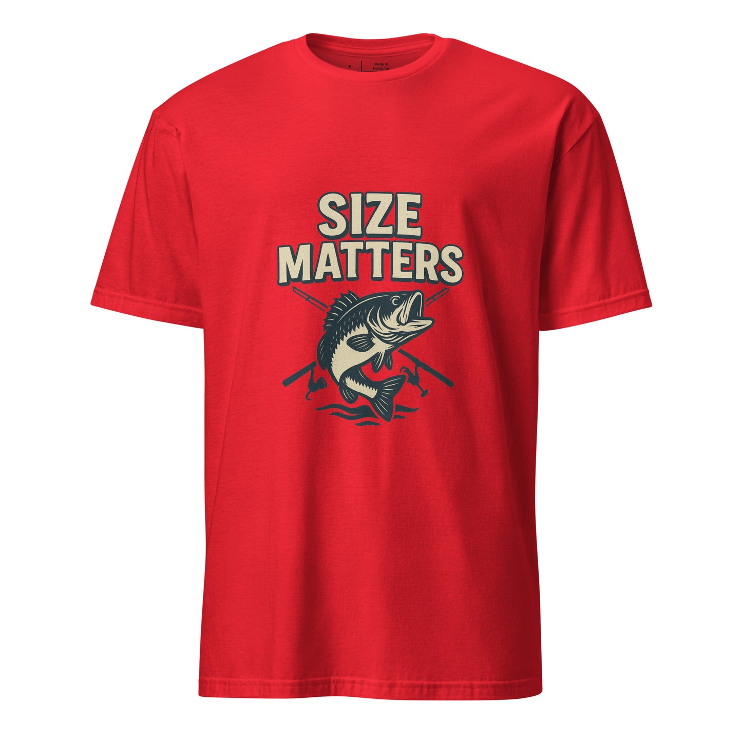 Size Matters - Fishing Reel Talk - Short-Sleeve Unisex T-Shirt - Graphic Tee - Red - Front