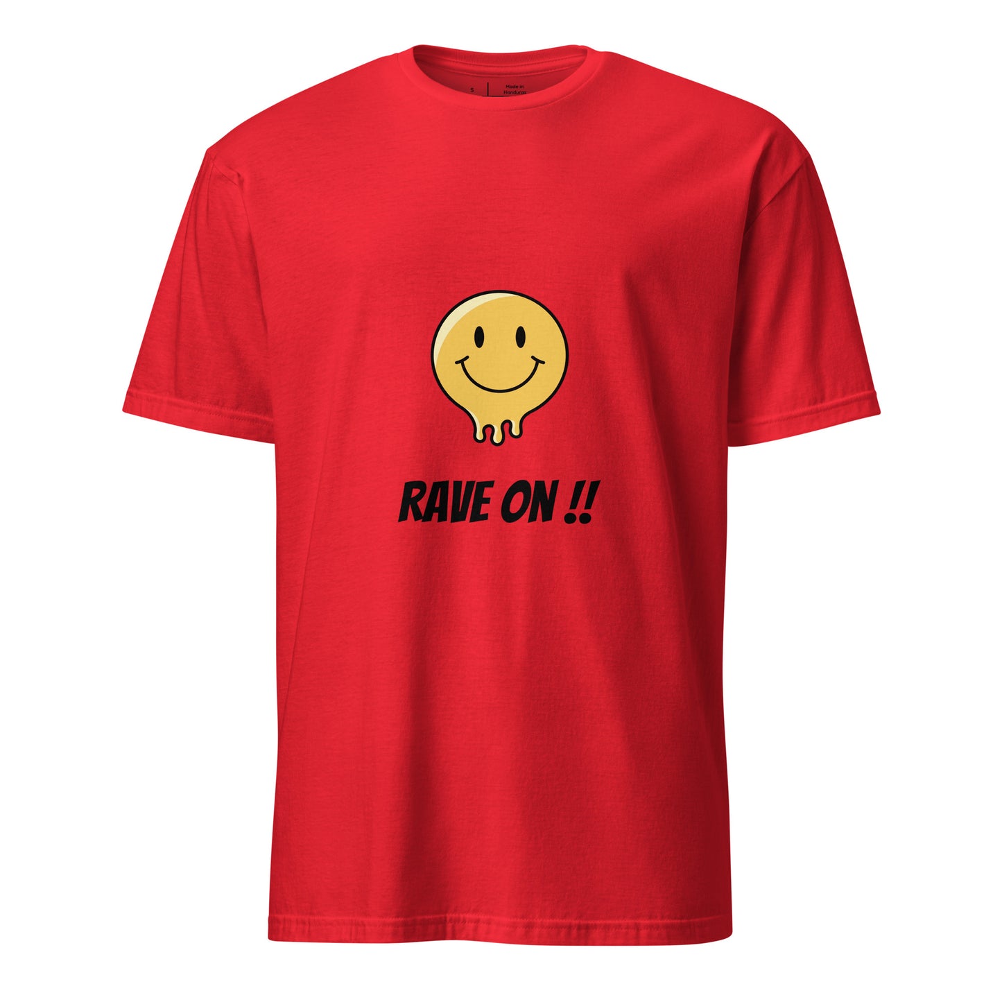Rave On - Smiley Icon - Short-Sleeve Unisex T-Shirt - Graphic Tee - Red - Front