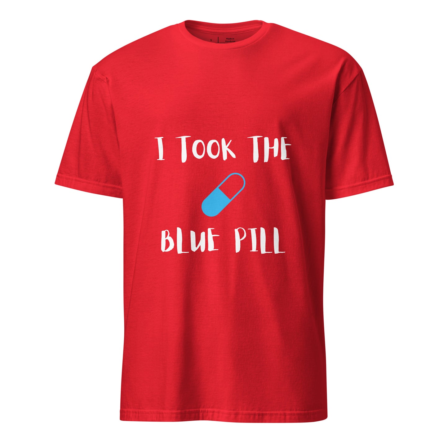 The Blue Pill - Sci-Fi Tribute - Short-Sleeve Unisex T-Shirt - Graphic Tee - Red - Front