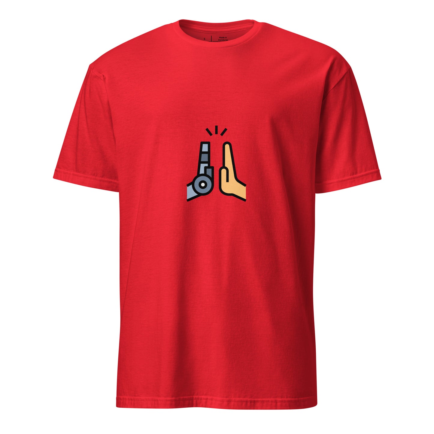Collab - Man Meets Machine - Short-Sleeve Unisex T-Shirt - Graphic Tee - Red - Front