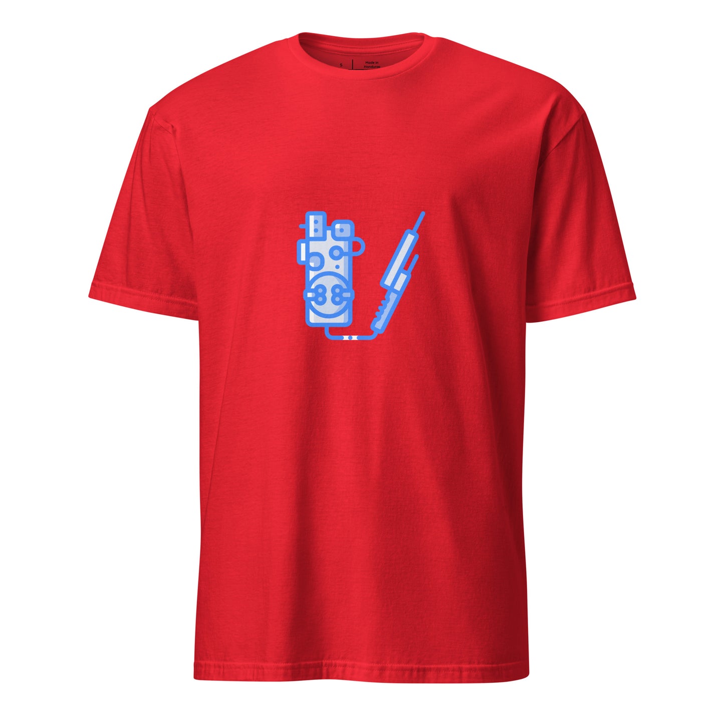 Proton Unit - Futuristic Gadget - Neon Blue - Short-Sleeve Unisex T-Shirt - Graphic Tee - Red - Front