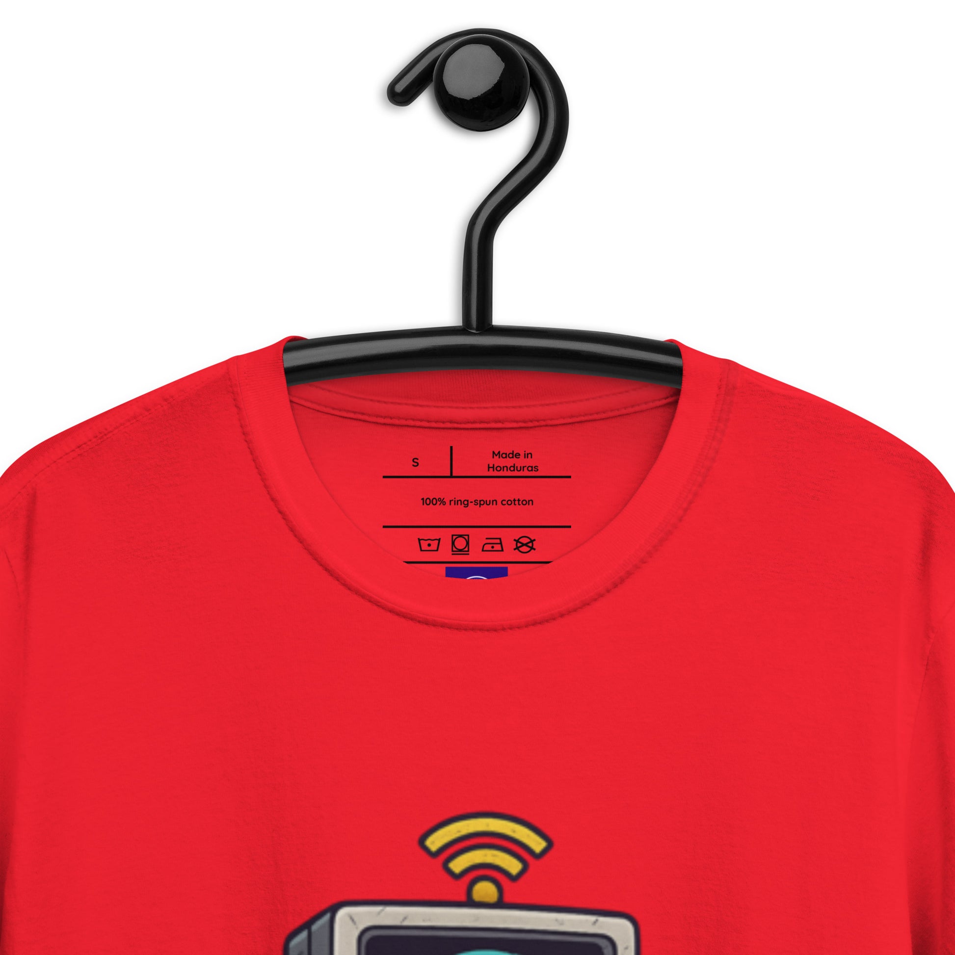 Digital Destroyer - Skeleton Bandwidth Battle - Short-Sleeve Unisex T-Shirt - Graphic Tee - Red - Front Neckline