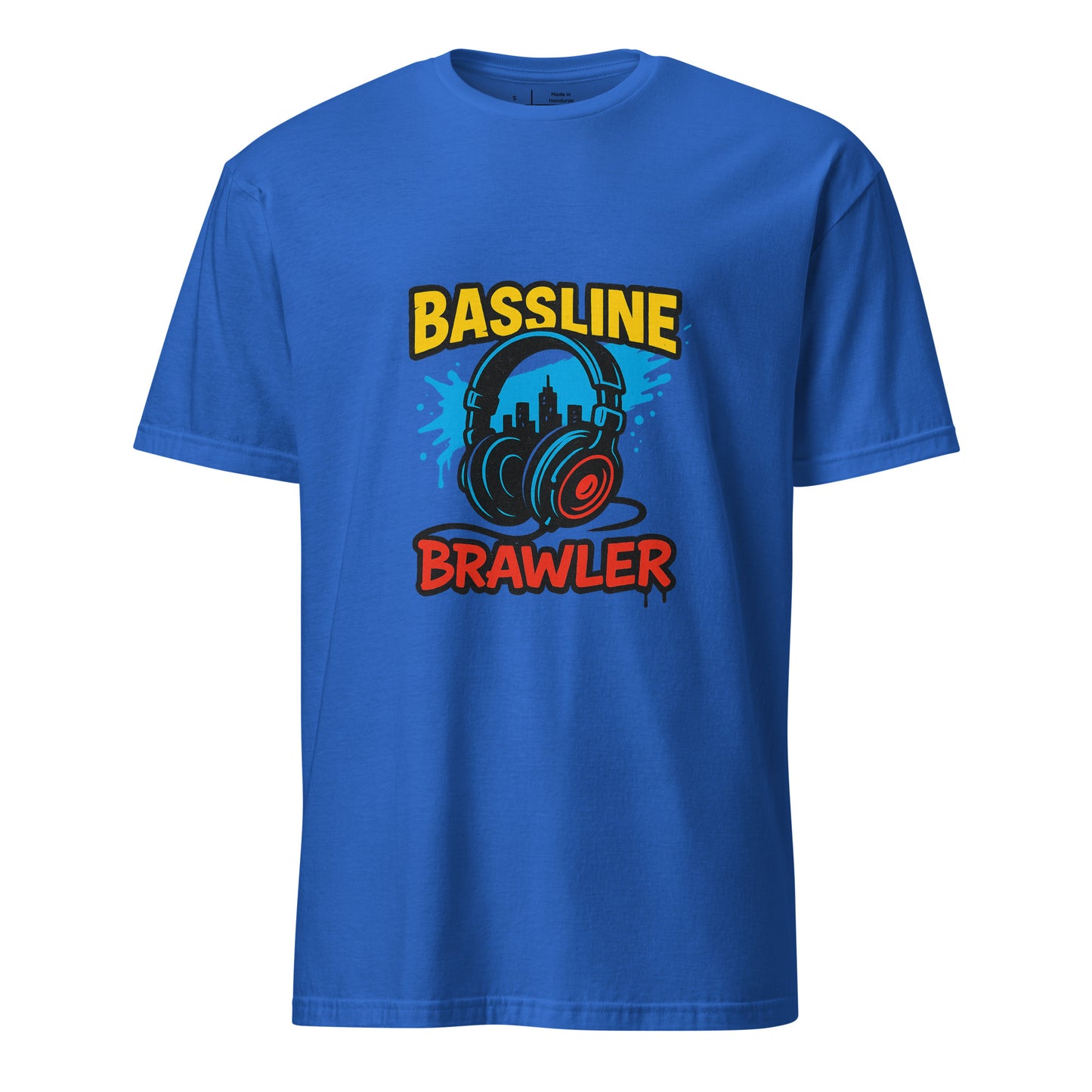 Bassline Brawler - Battle-Ready Beats - Short-Sleeve Unisex T-Shirt - Graphic Tee - Royal Blue - Front