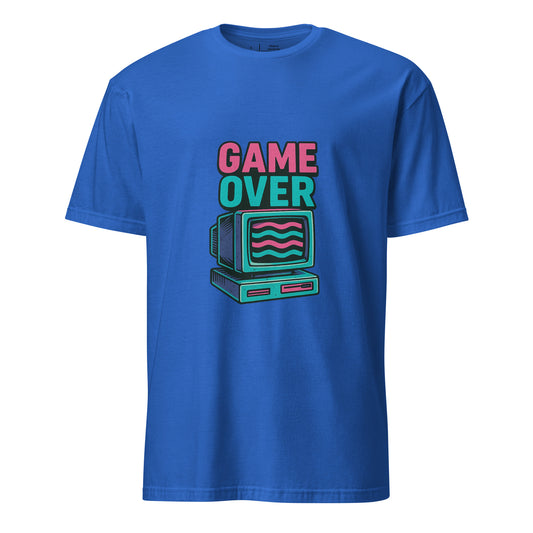 Game Over - Retro Gamer Glitch - Short-Sleeve Unisex T-Shirt - Graphic Tee - Royal Blue - Front