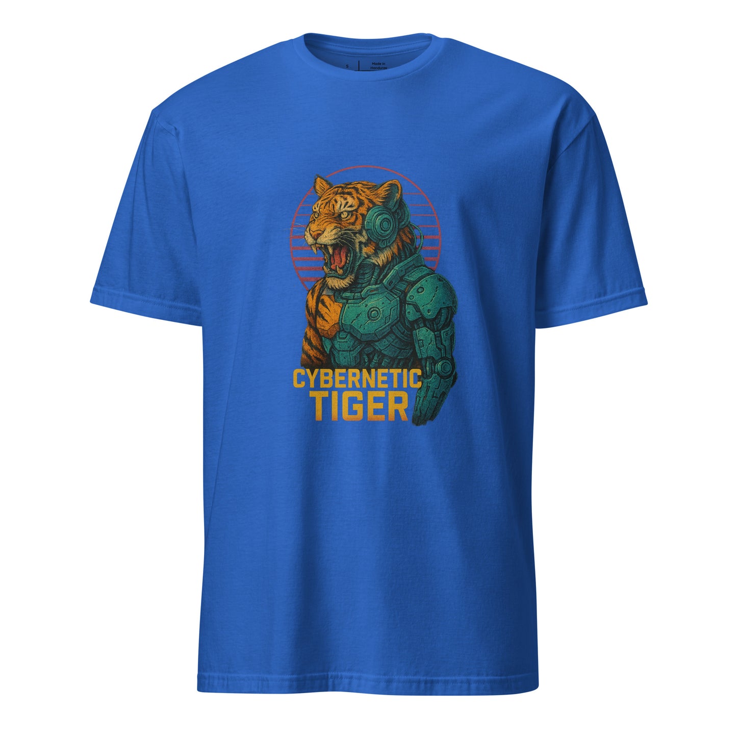 Cybernetic Tiger - Futuristic Ferocity - Short-Sleeve Unisex T-Shirt - Graphic Tee - Royal Blue - Front