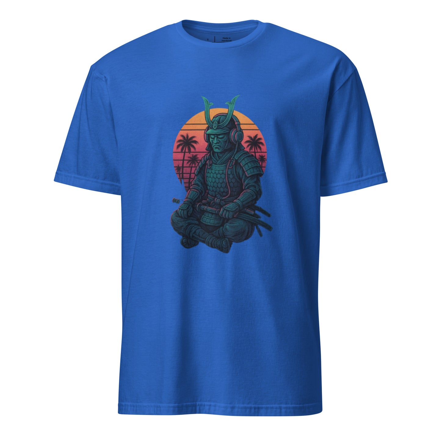 Headphone Samurai - Balance Meets Beats - Short-Sleeve Unisex T-Shirt - Graphic Tee - Royal Blue - Front