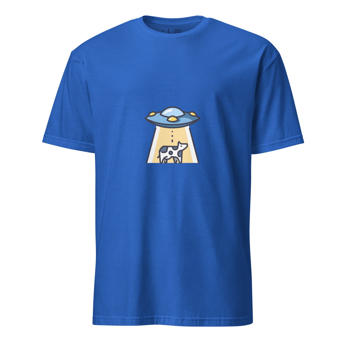 Not Again - UFO Cow Abduction - Short-Sleeve Unisex T-Shirt - Graphic Tee - Royal Blue - Front