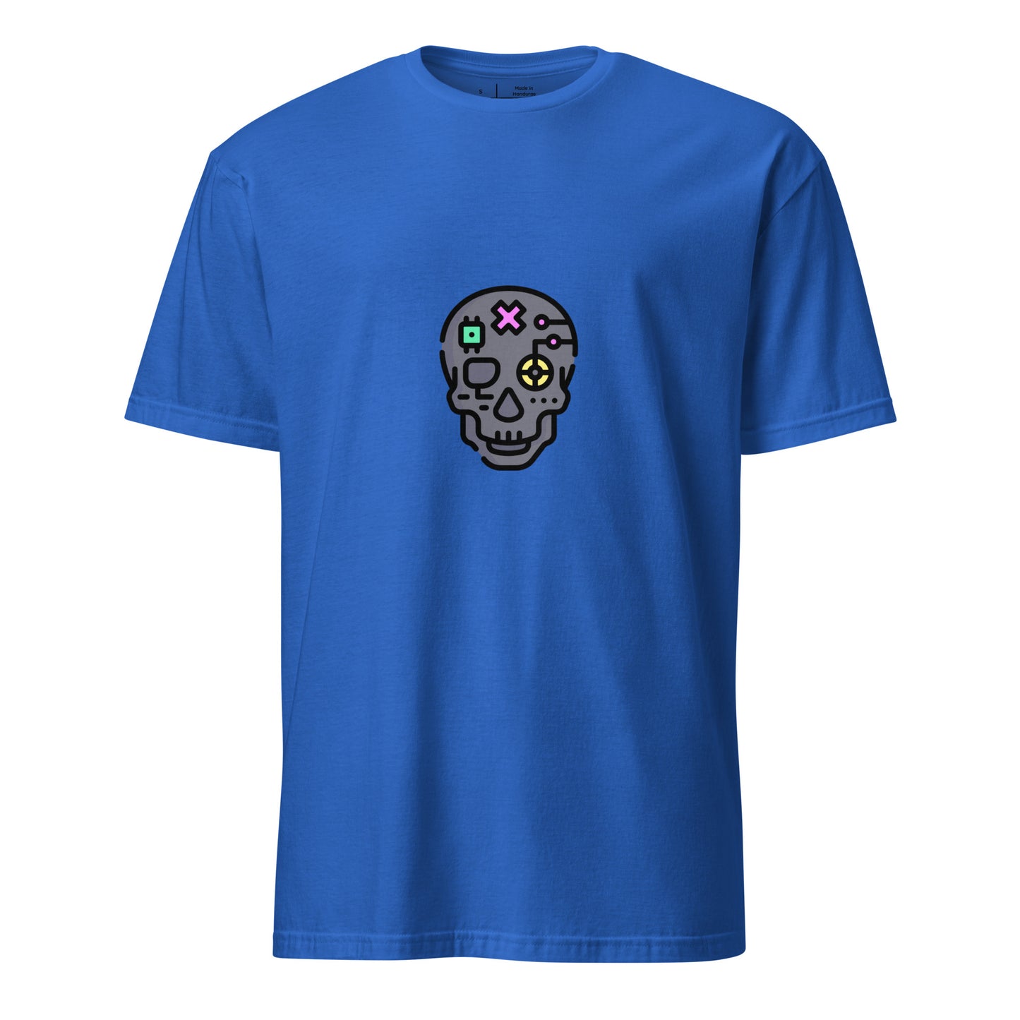 Cartoon Cyber Skull - Future Shock Style - Short-Sleeve Unisex T-Shirt - Graphic Tee - Royal Blue - Front