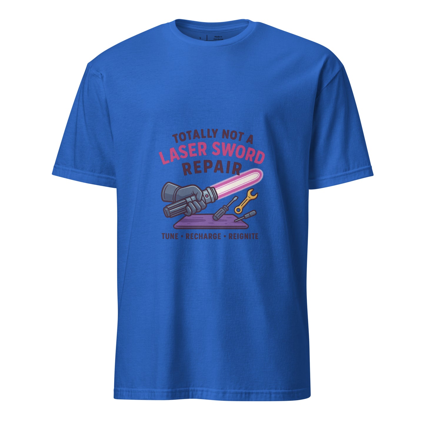 Totally Not A Laser Sword Repair – Galactic Fixes, Off The Books - Short-Sleeve Unisex T-Shirt - Graphic Tee -
Royal Blue - Front