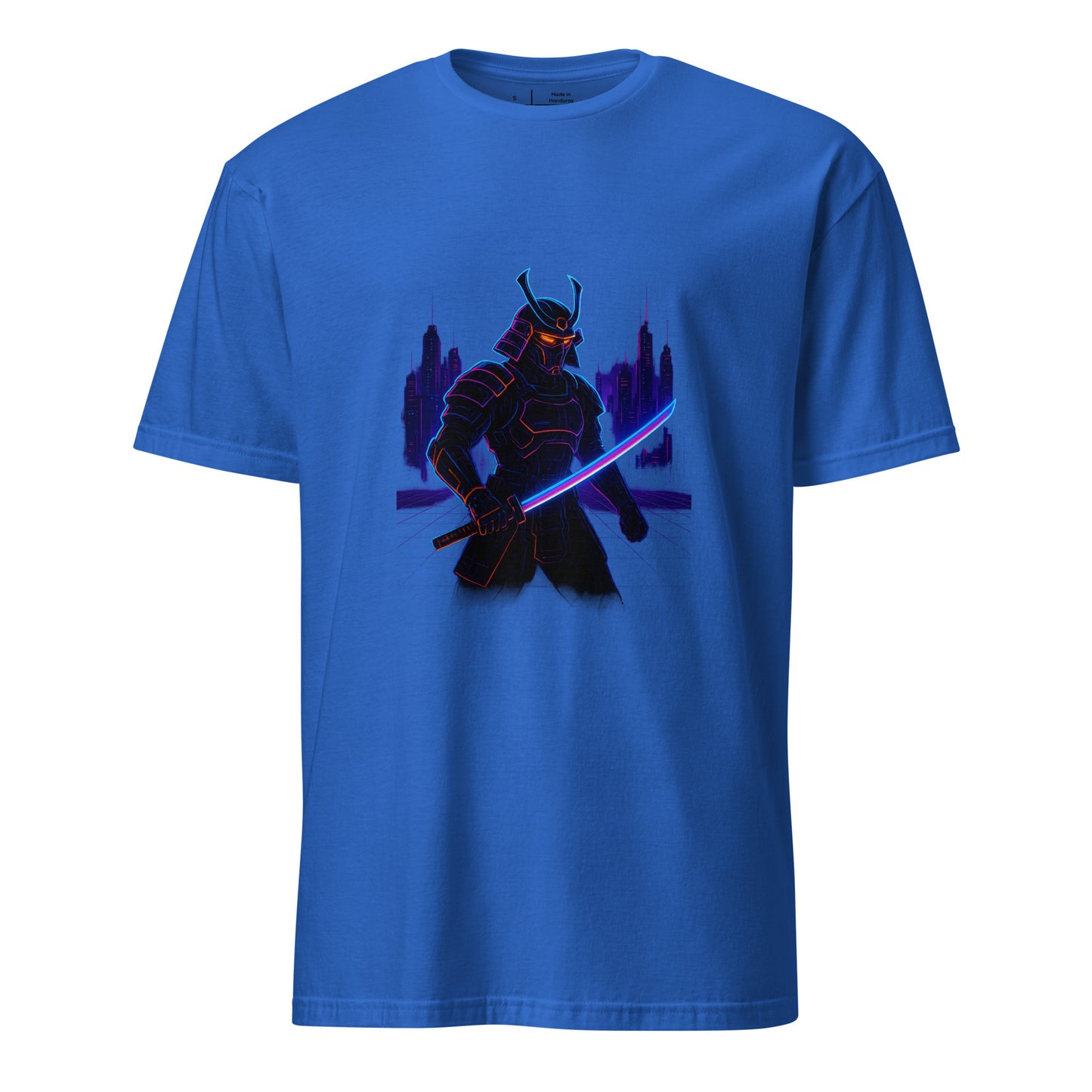 Neon Samurai - Cyberpunk Samurai - Short-Sleeve Unisex T-Shirt - Graphic Tee - Royal Blue - Front