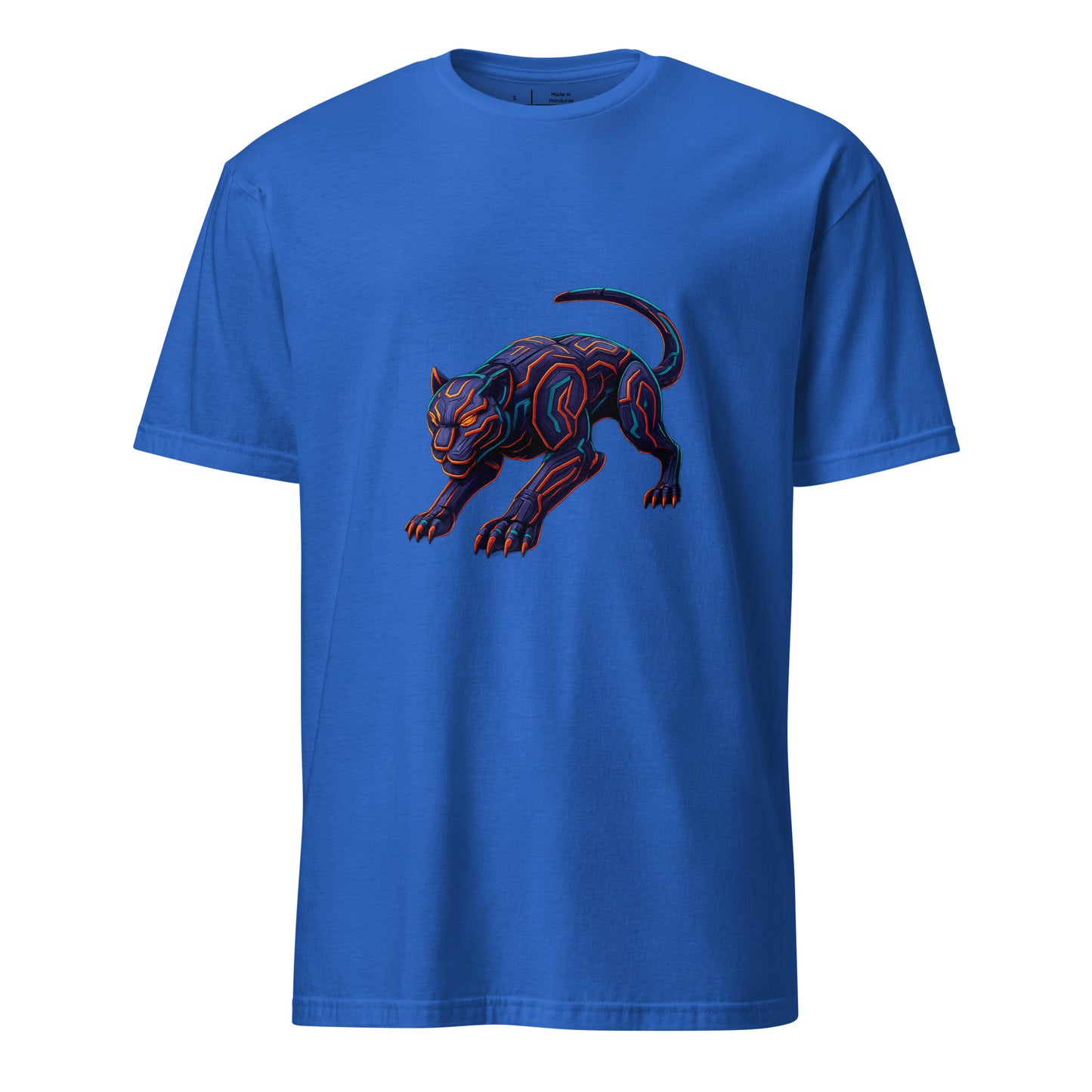 Cyber Jaguar – Neon Predator - Short-Sleeve Unisex T-Shirt - Graphic Tee - Royal Blue - Front