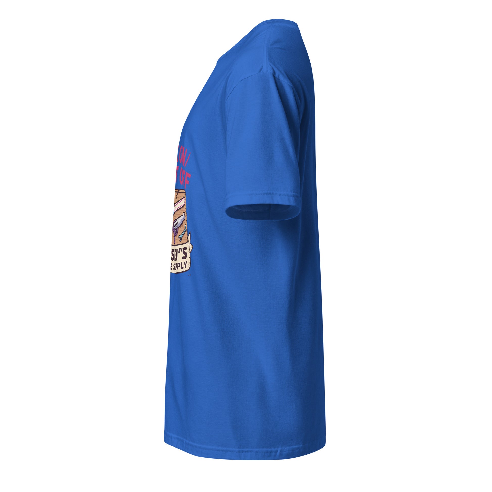Wax On/Blast Off – Retro Karate Space - Short-Sleeve Unisex T-Shirt - Graphic Tee - Royal Blue - Left side