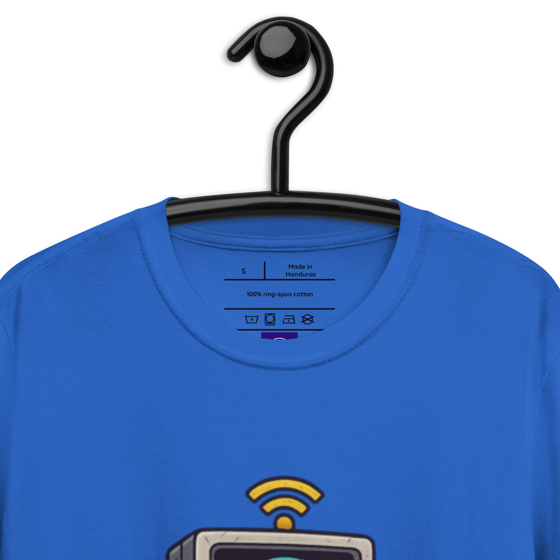 Digital Destroyer - Skeleton Bandwidth Battle - Short-Sleeve Unisex T-Shirt - Graphic Tee - Royal Blue - Front Neckline