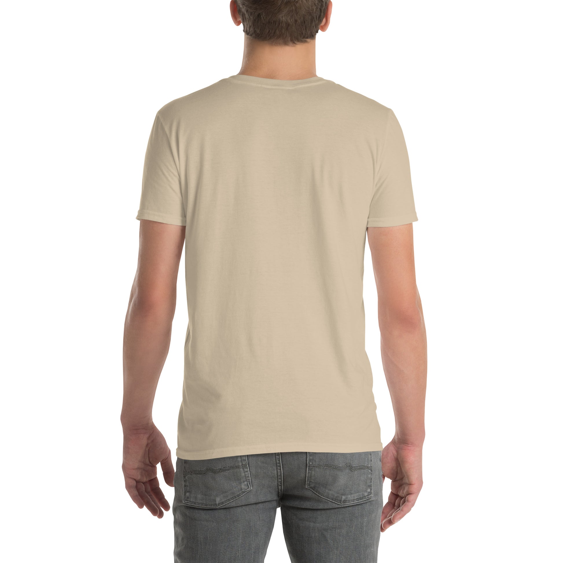 Never Trust An Atom - Science Joke - Short-Sleeve Unisex T-Shirt - Graphic Tee - Sand - Back
