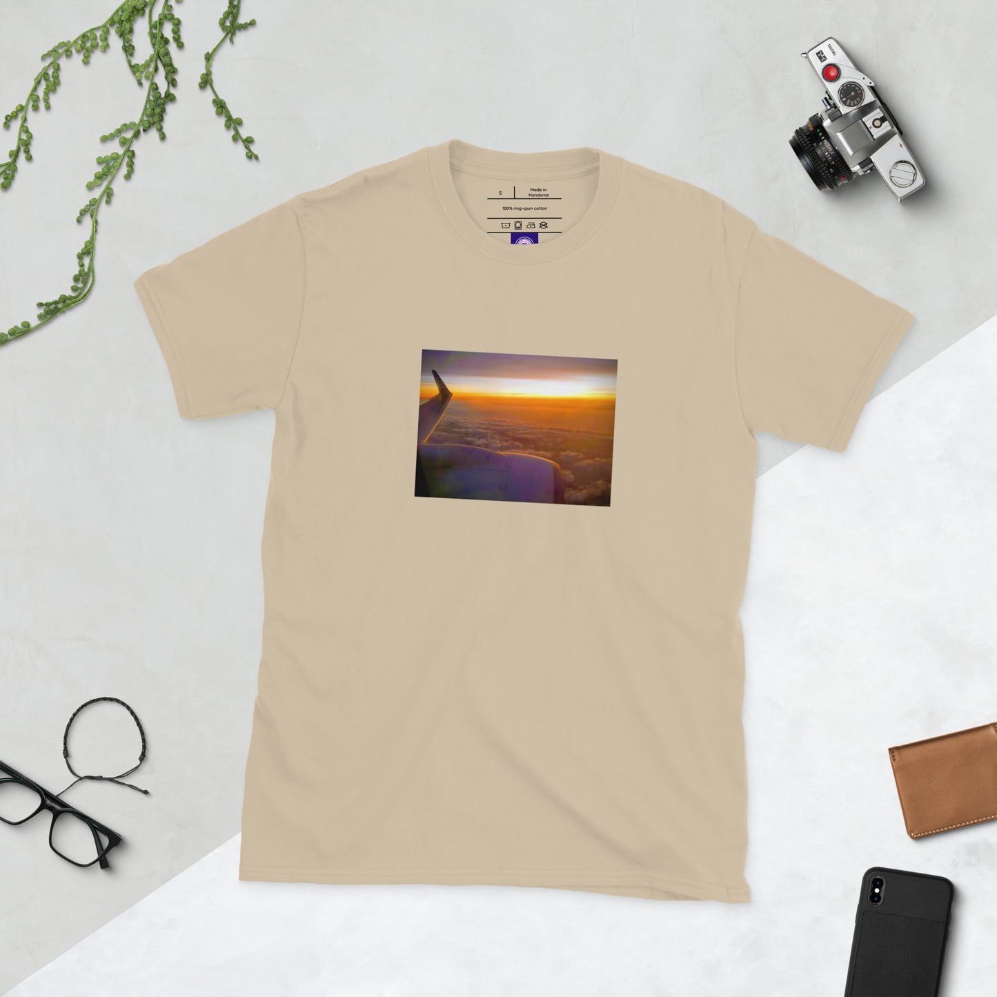 Jet Set - Sunset Above The Clouds - Short-Sleeve Unisex T-Shirt - Graphic Tee - Sand - Front