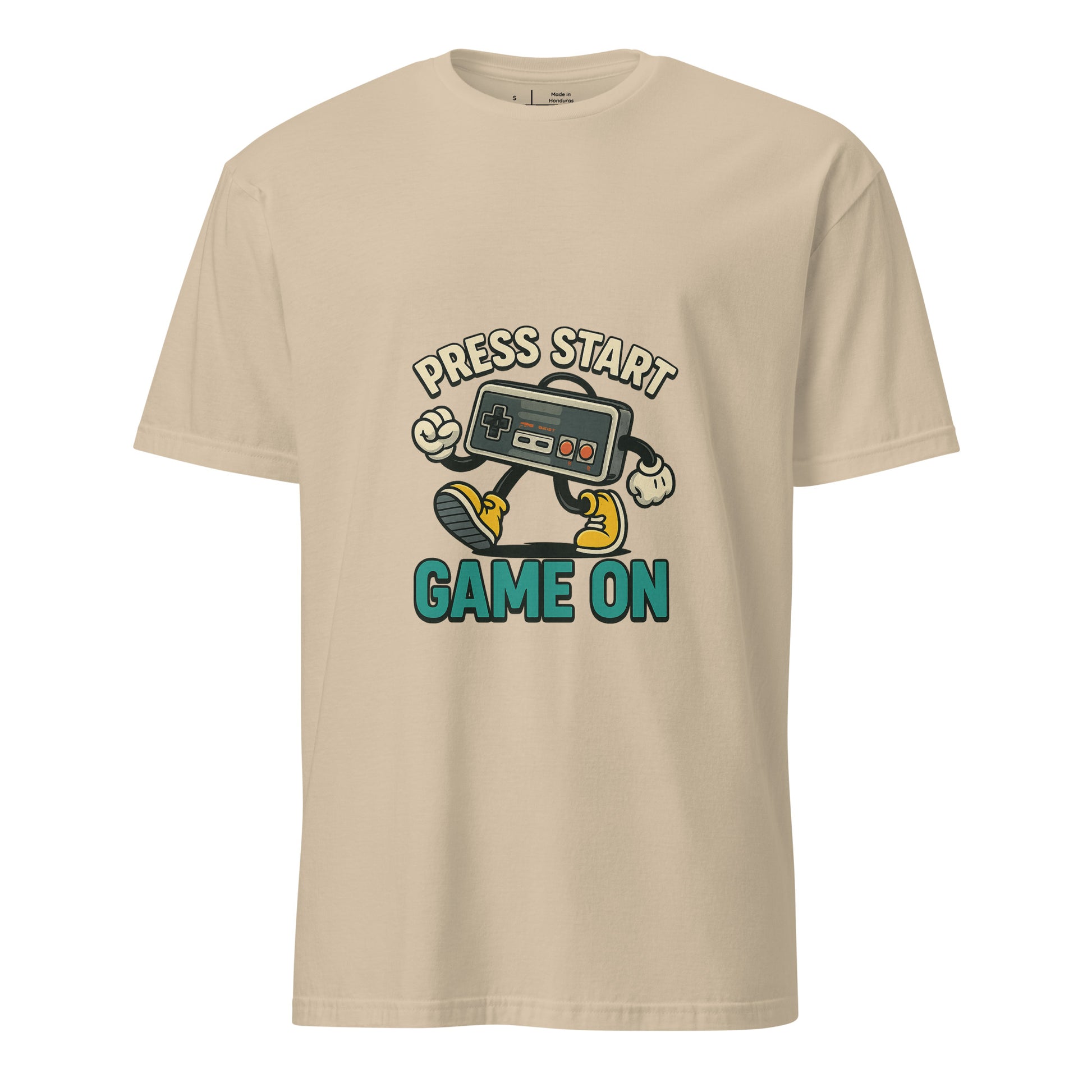 Press Start - Retro Gamer - Short-Sleeve T-Shirt - Graphic Tee - Sand - Front