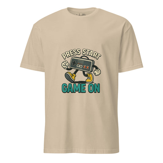 Press Start - Retro Gamer - Short-Sleeve T-Shirt - Graphic Tee - Sand - Front