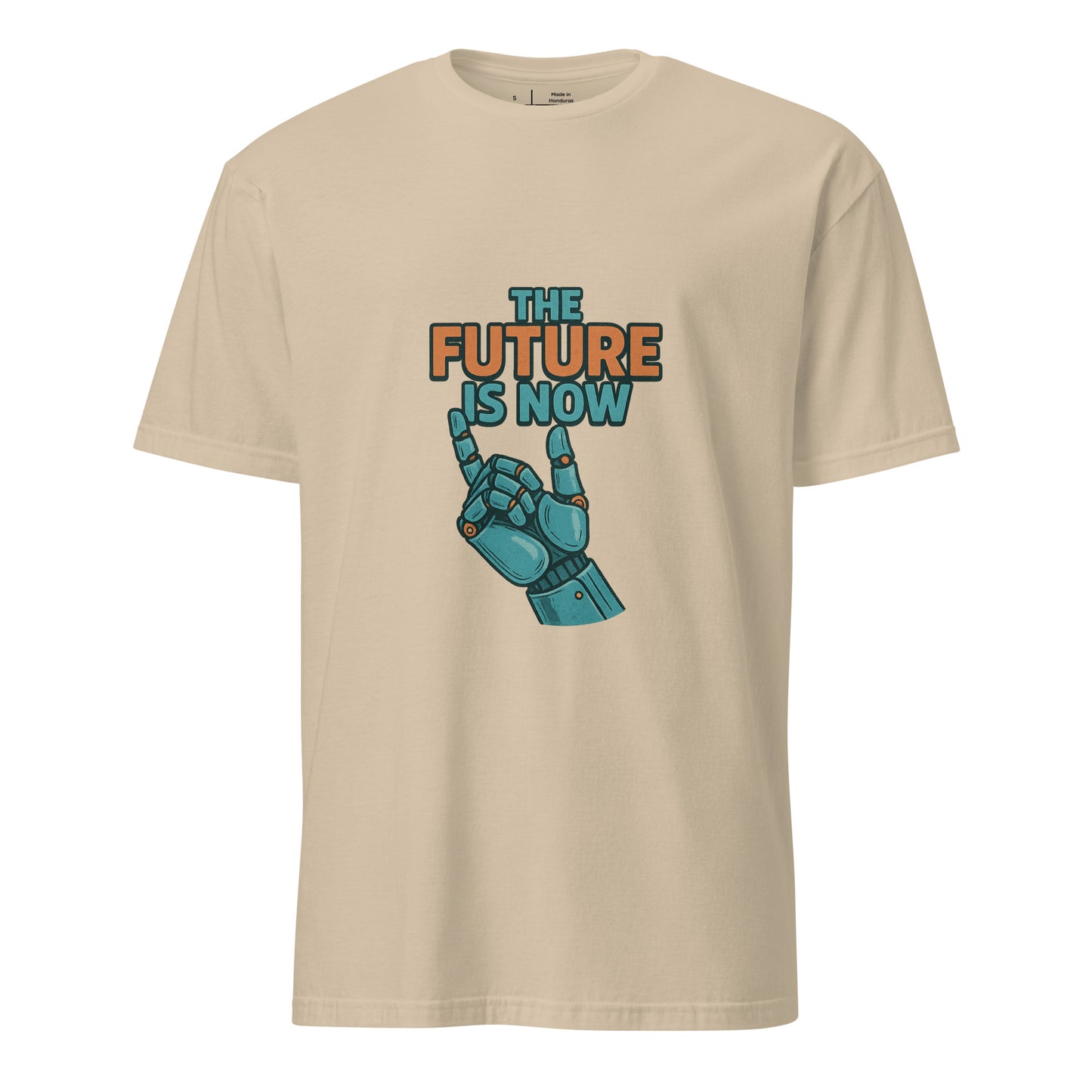 The Future Is Now - Futuristic Neon Tech - Short-Sleeve Unisex T-Shirt - Graphic Tee - Sand - Front