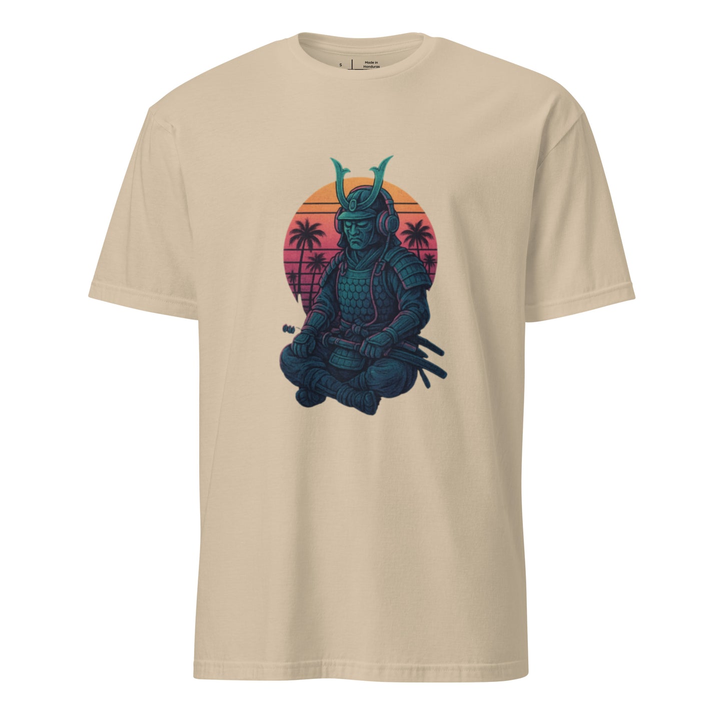 Headphone Samurai - Balance Meets Beats - Short-Sleeve Unisex T-Shirt - Graphic Tee - Sand - Front