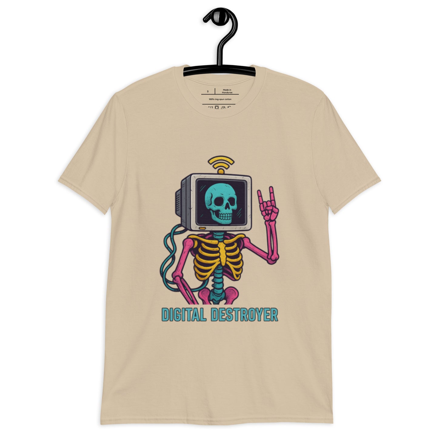 Digital Destroyer - Skeleton Bandwidth Battle - Short-Sleeve Unisex T-Shirt - Graphic Tee - Sand - Front
