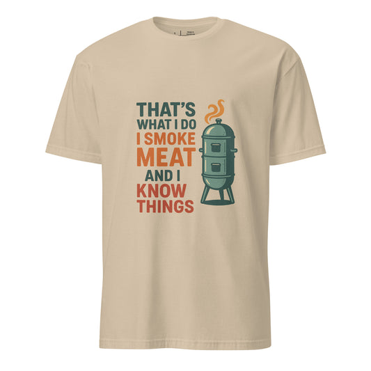 I Smoke Meat - BBQ Wisdom - Short-Sleeve Unisex T-Shirt - Graphic Tee - Sand - Front
