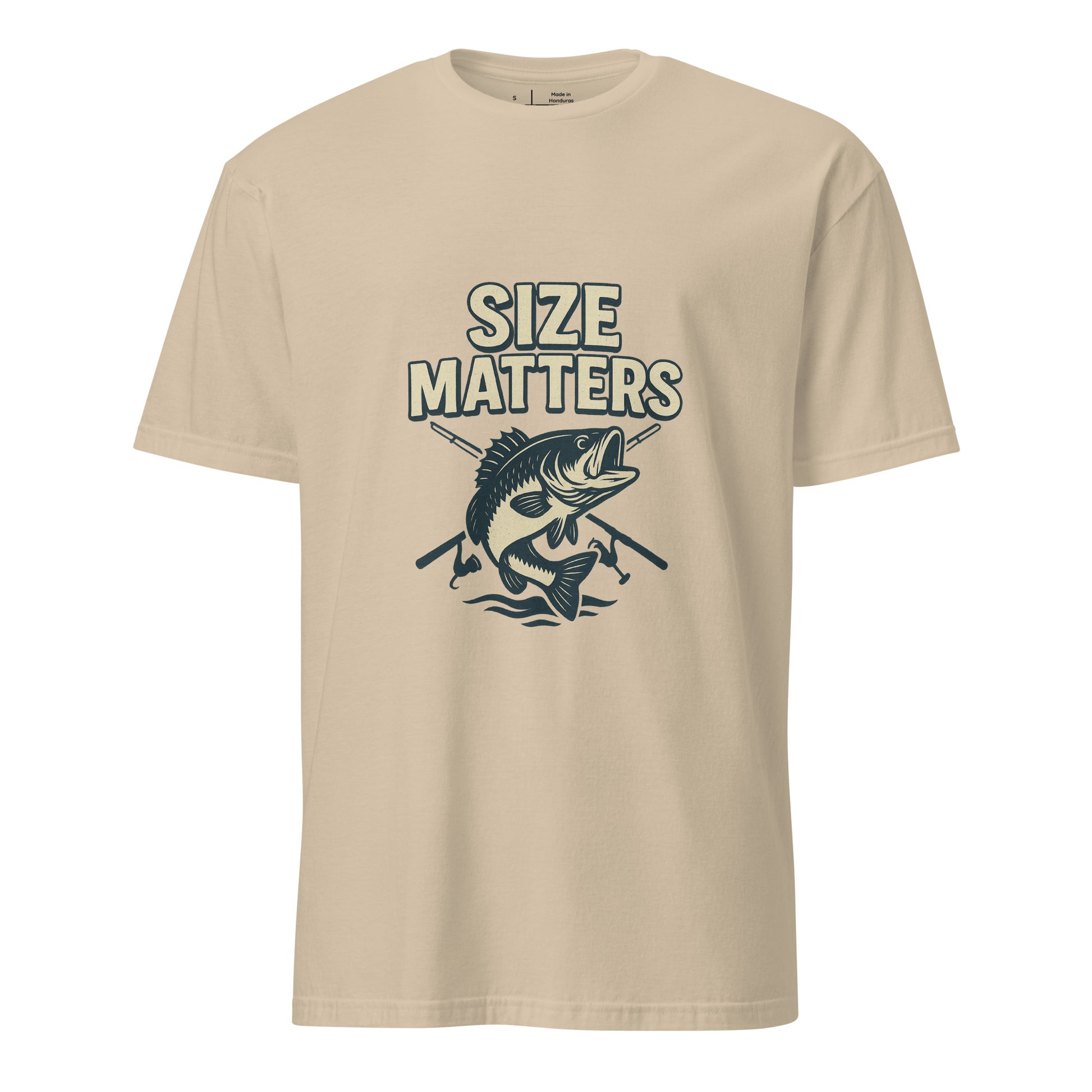 Size Matters - Fishing Reel Talk - Short-Sleeve Unisex T-Shirt - Graphic Tee - Sand - Front