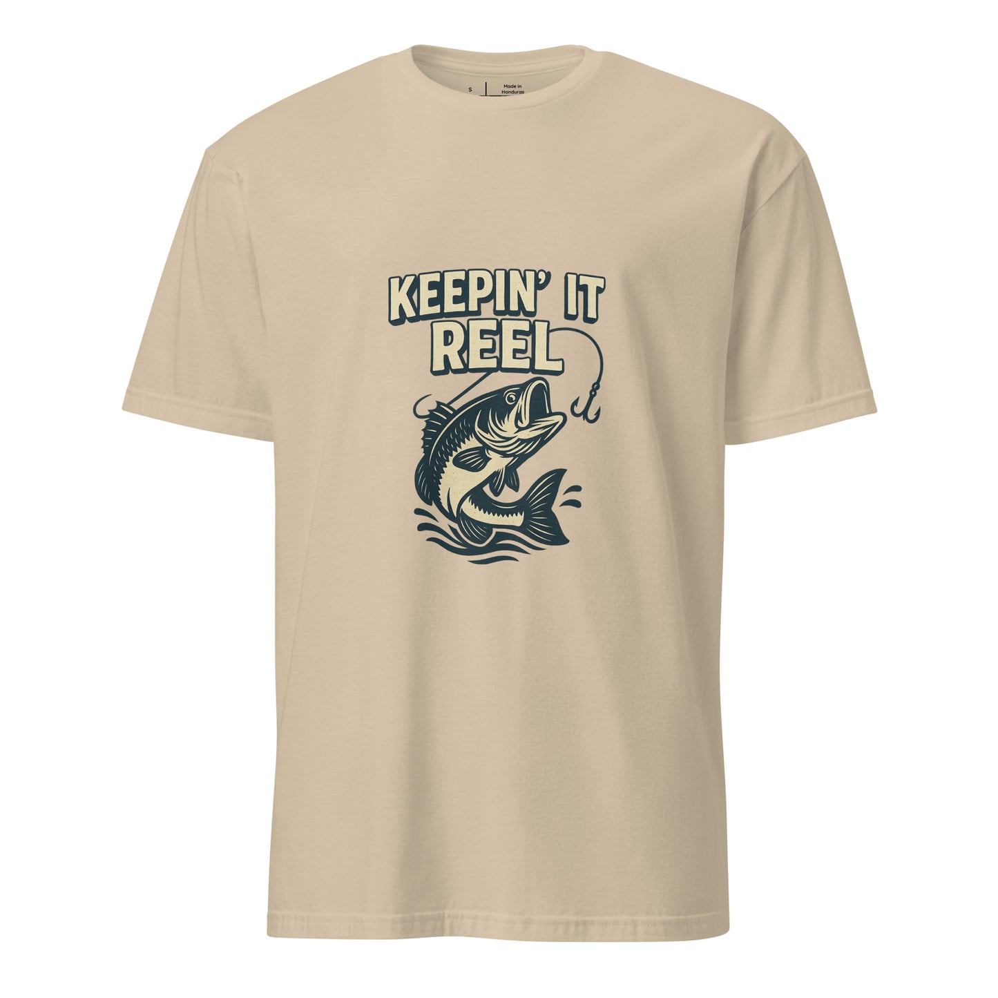 Keepin It Reel - Fishing Slogan - Short-Sleeve Unisex T-Shirt - Graphic Tee - Sand - Front
