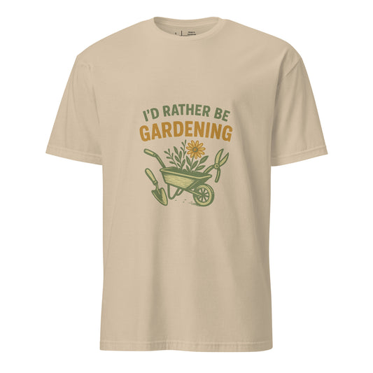 Rather Be Gardening - Plant Enthusiasts - Short-Sleeve Unisex T-Shirt - Graphic Tee - Sand - Front