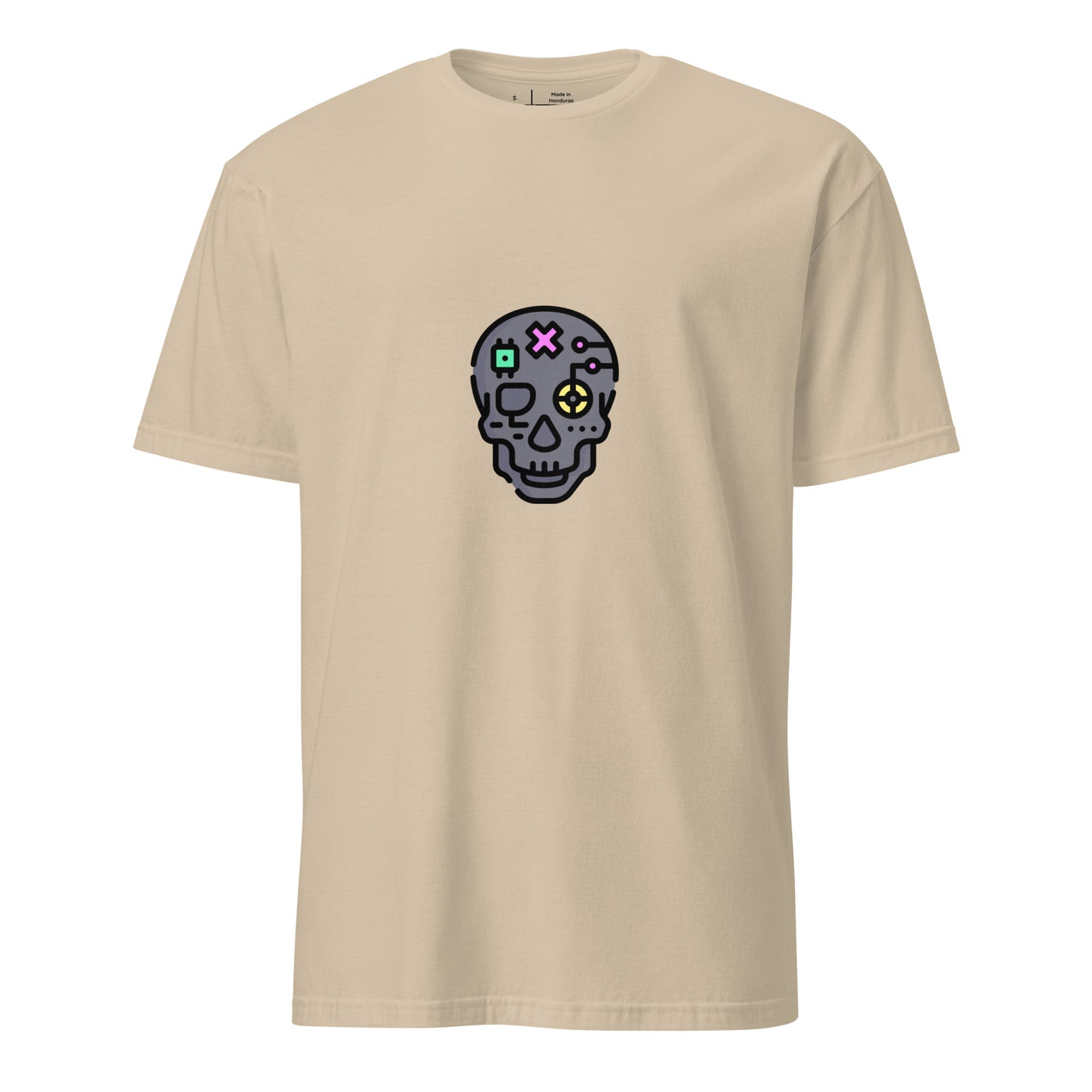 Cartoon Cyber Skull - Future Shock Style - Short-Sleeve Unisex T-Shirt - Graphic Tee - Sand - Front