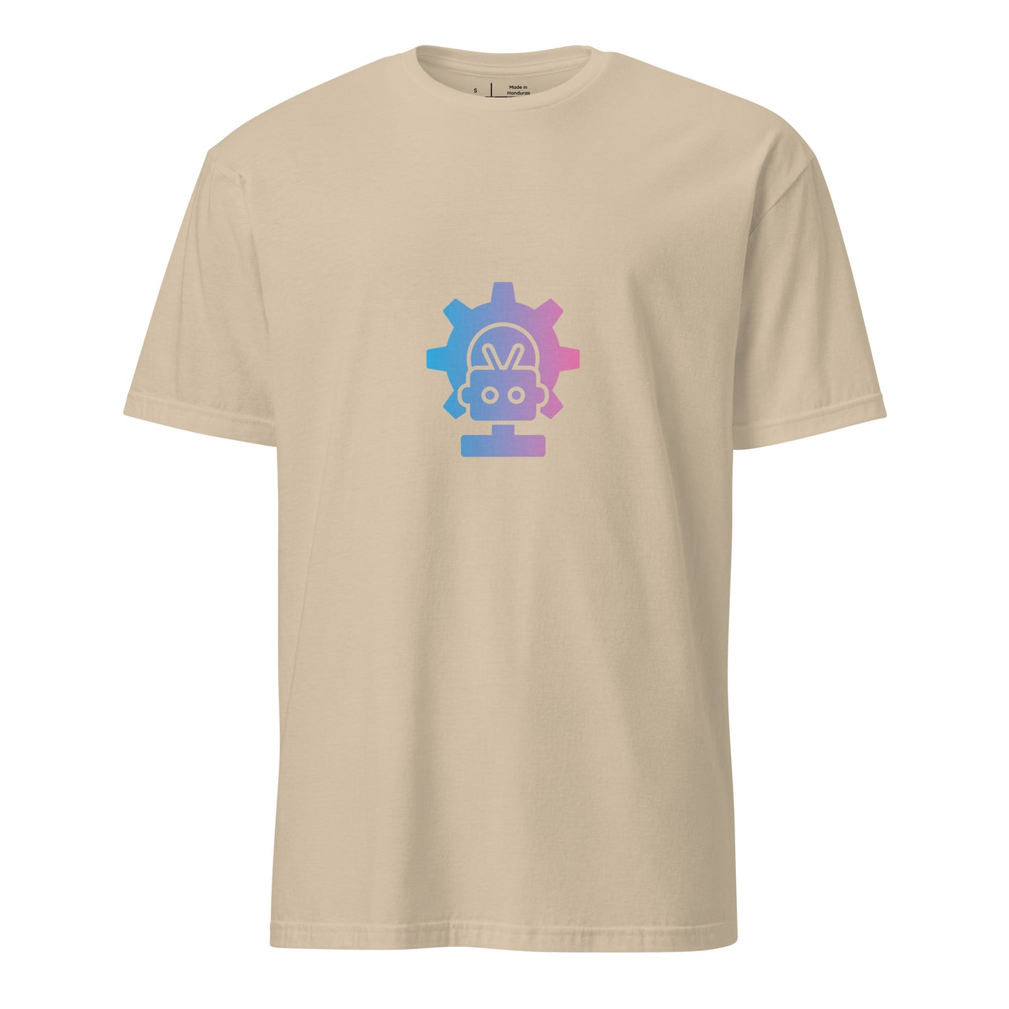 Robo Cog - Pink And Blue Robot - Short-Sleeve Unisex T-Shirt - Graphic Tee - Sand - Front