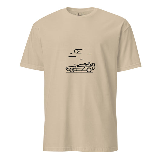 "88 MPH" – Retro Time Machine Car - Short-Sleeve Unisex T-Shirt - Graphic Tee - Sand - Front