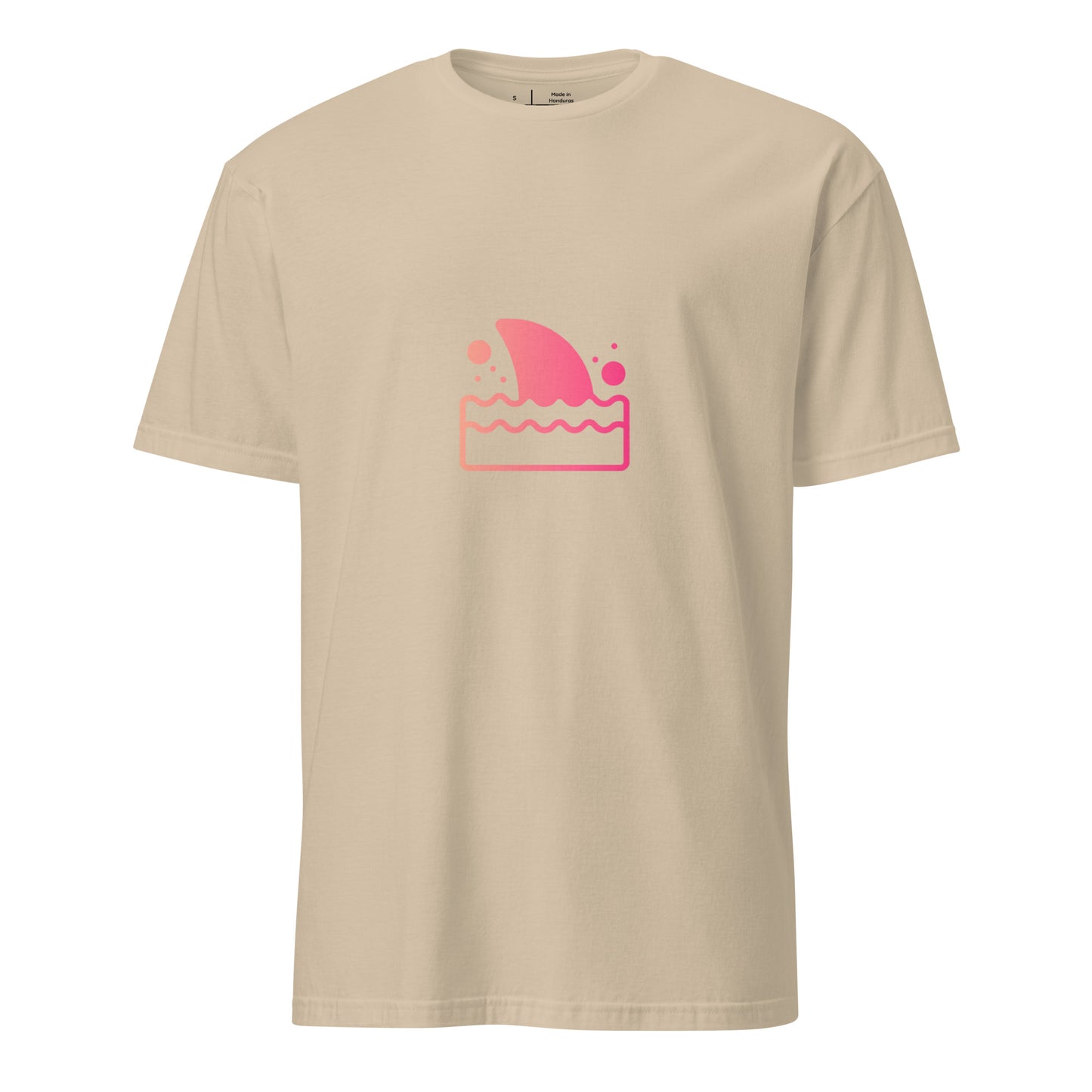 Shark Fin - Pink Hue Minimalist - Short-Sleeve Unisex T-Shirt - Graphic Tee - Sand - Front