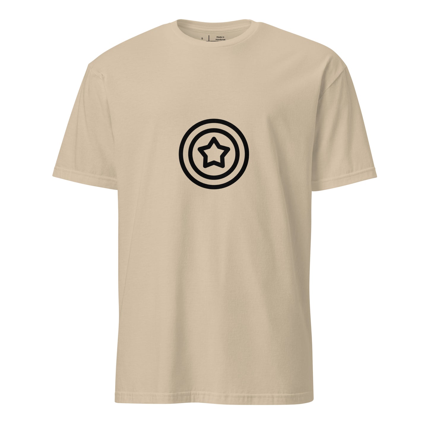 Shield - Minimalist Hero Emblem - Short-Sleeve - Unisex T-Shirt - Graphic Tee - Sand - Front