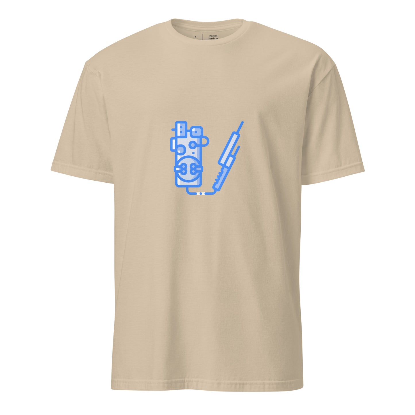 Proton Unit - Futuristic Gadget - Neon Blue - Short-Sleeve Unisex T-Shirt - Graphic Tee - Sand - Front
