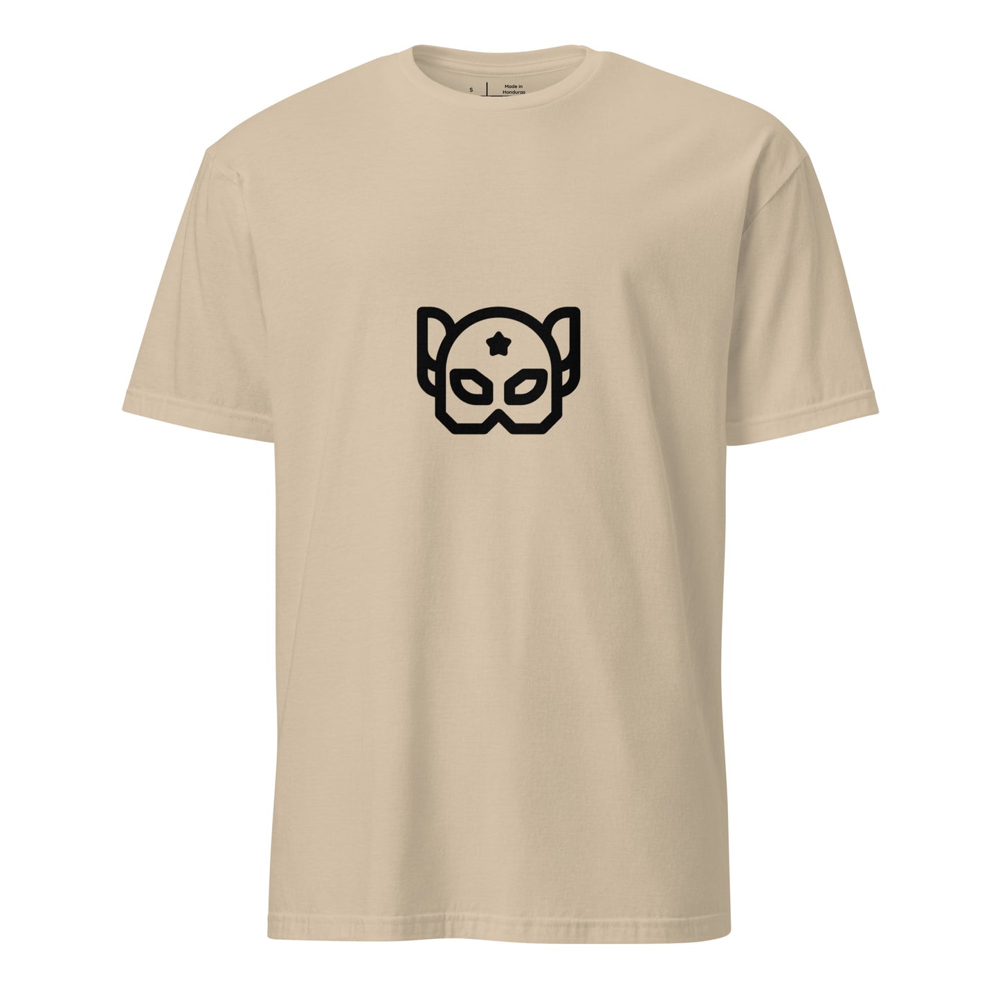 “Galactic Guardian” – Hero Mask - Short-Sleeve Unisex T-Shirt - Graphic Tee - Sand - Front